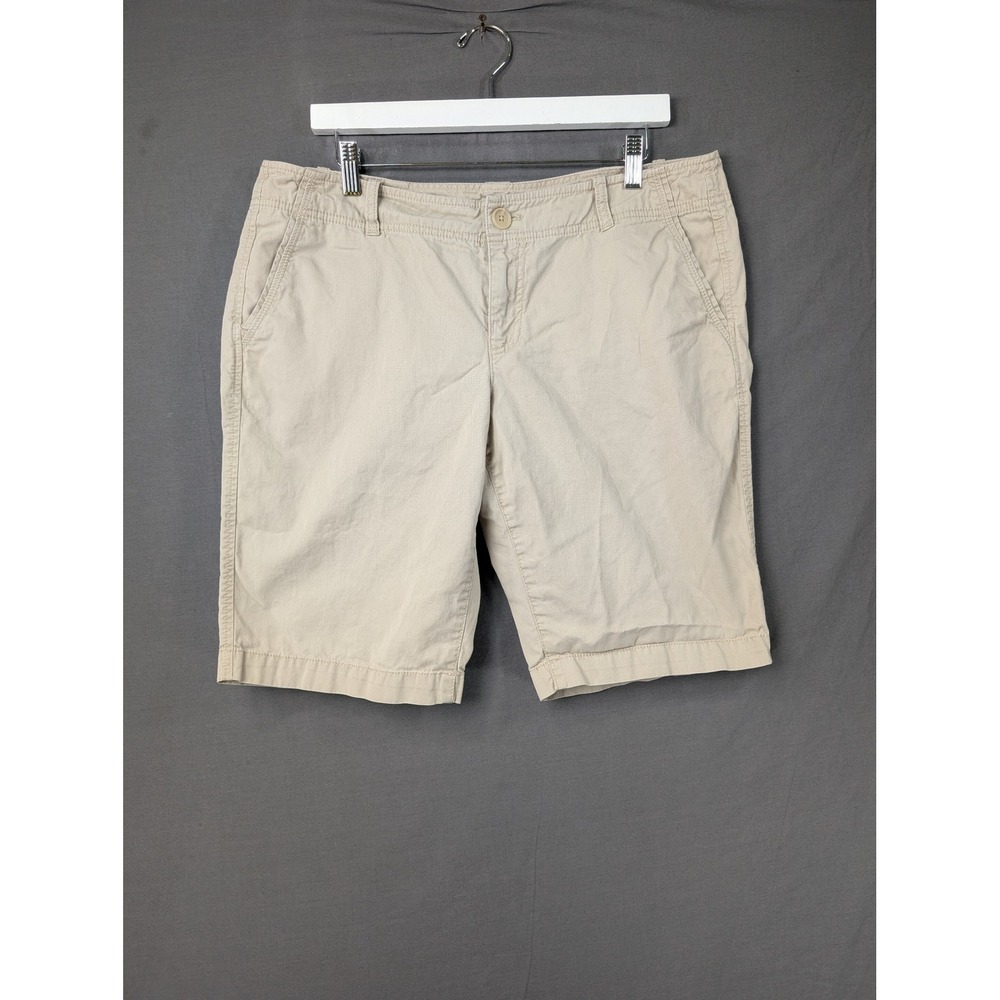 Ann Taylor Loft Womens Beige Boyfriend Chino Shorts Size 12 Casual Summer 5495